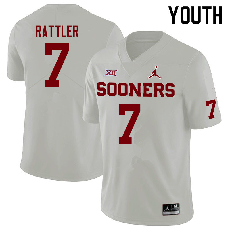 Jordan Brand Youth #7 Spencer Rattler Oklahoma Sooners College Football Jerseys Sale-White - Click Image to Close